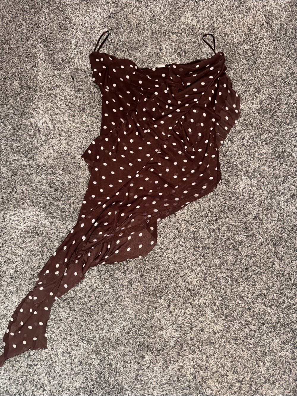 Brown Polka Dot Satin Slip Dress